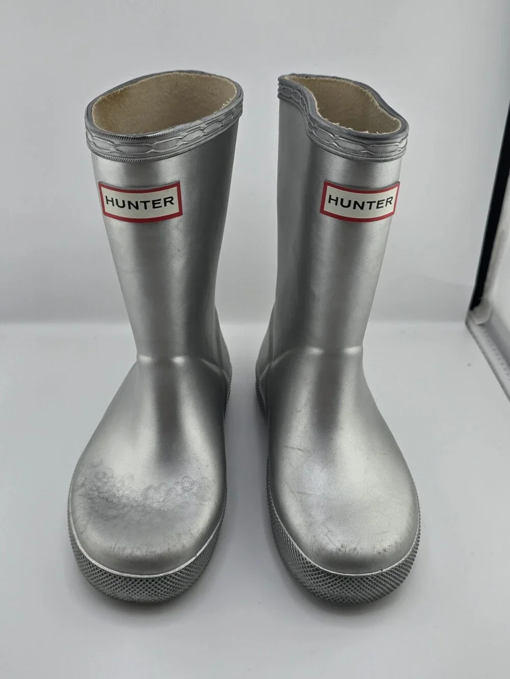 Hunter Metallic Silver Mid-Calf Rain Boots